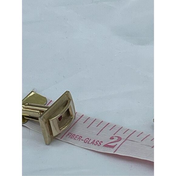 Vintage gold tone cufflinks with cut red crystals - Picture 7 of 11